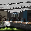 Luxurious Private Dining Room Featuring Large Windows Round Table Chandelier And Elegant Decor 3d model