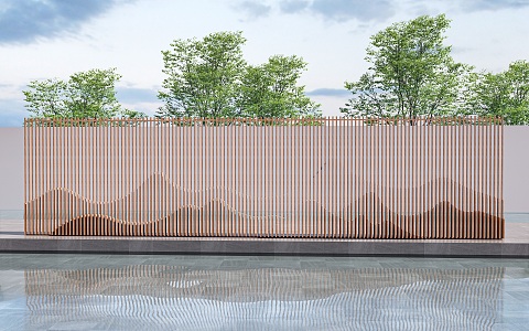 New Chinese style landscape wall landscape wall 3d model