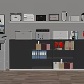Modern Office Equipment Storage Setup With Printers Cabinets And Organized Files 3d model