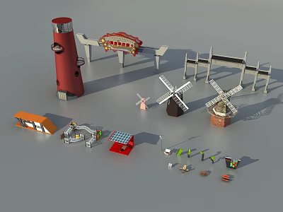 Modern windmill archway sketch 3d model