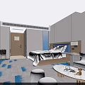 Modern Hotel Guest Room Featuring King Bed White Bedding Sofa Area Coffee Table Decorative Painting