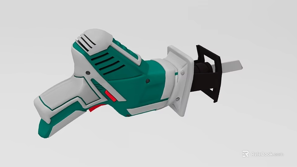 Industrial Electric Handheld Power Tool With Green White Body And Black Cutting Blade Design 3d model 