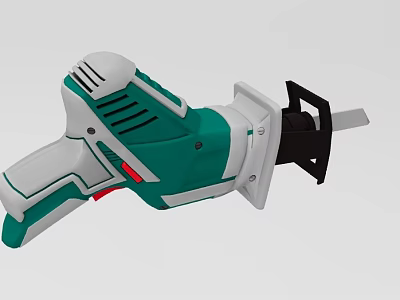 Industrial Electric Handheld Power Tool With Green White Body And Black Cutting Blade Design 3d model