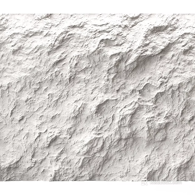 White Textured Wall Component With Rough Surface And Natural Finish 3d model 