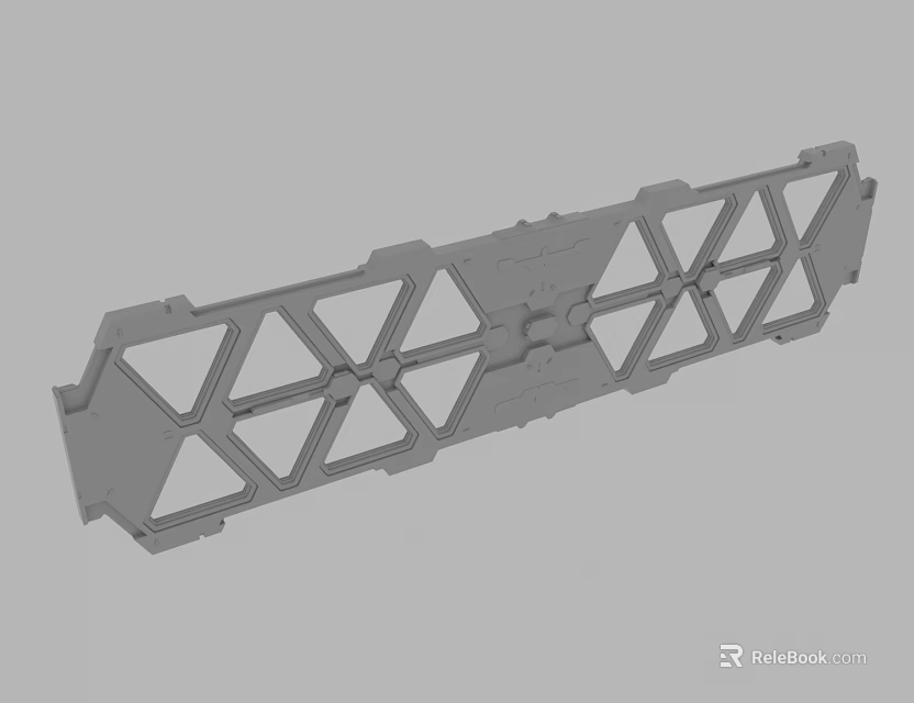 Gray Structural Industrial Metal Frame With Geometric Triangular Hexagonal Cutouts 3d model 