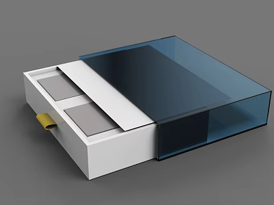 Modern Household Storage Box With White Drawer And Transparent Blue Lid 3d model