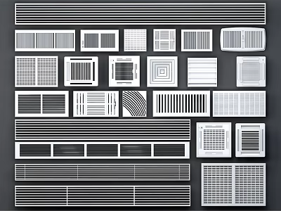 Different Styles of Air Conditioner Vent Grilles for Home Interior Design 3d model