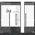Modern Glass Swing Doors for Hotel Entrance Featuring Black Frames and Handles