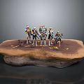 Armored Characters Standing On Rock Platform With Bones And Small Objects 3d model