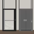 Modern Elevator Design With Glass Door Marble Panel And Black Frame 3d model