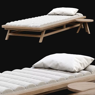 Modern Sofa Bench With Wooden Frame White Upholstered Cushion And Soft Pillows 3d model
