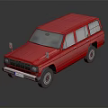 Red Vintage SUV with Classic Design and Reflective Exterior Surface