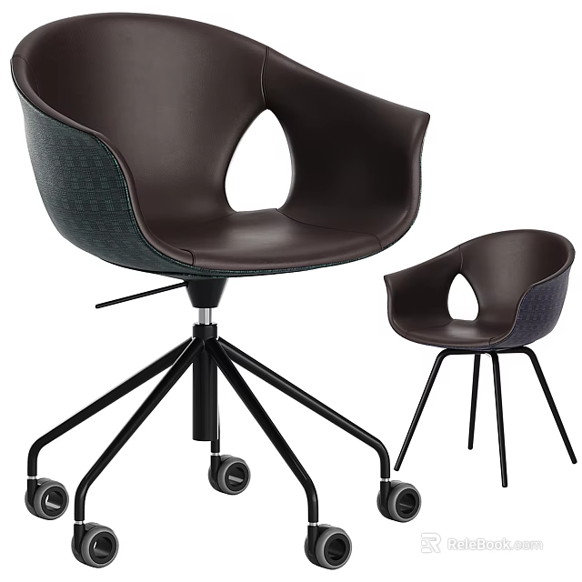 Ergonomic Leather Office Chair With Swivel Design Black Wheel Base And Comfortable Armrests 3d model 