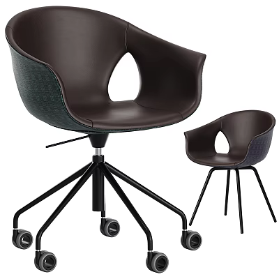 Ergonomic Leather Office Chair With Swivel Design Black Wheel Base And Comfortable Armrests 3d model