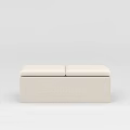 Modern Minimalist Sofa Bench With Light Fabric Upholstery And Two Cushions