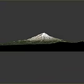 Modern 3D Terrain Model Scene With Snow Capped Volcano And Detailed Green Vegetation