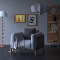 Accent Chair With Throw Pillow And Blanket In Living Room Featuring Floor Lamp Wall Art