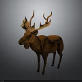 Realistic Brown Moose With Large Antlers 3D Rendered On Gray Background