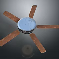 Classic Ceiling Fan With Six Wooden Blades And Blue Center Design