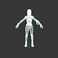 Futuristic Game and Movie Character 3D Model in Blue Gray Armored Outfit with Helmet