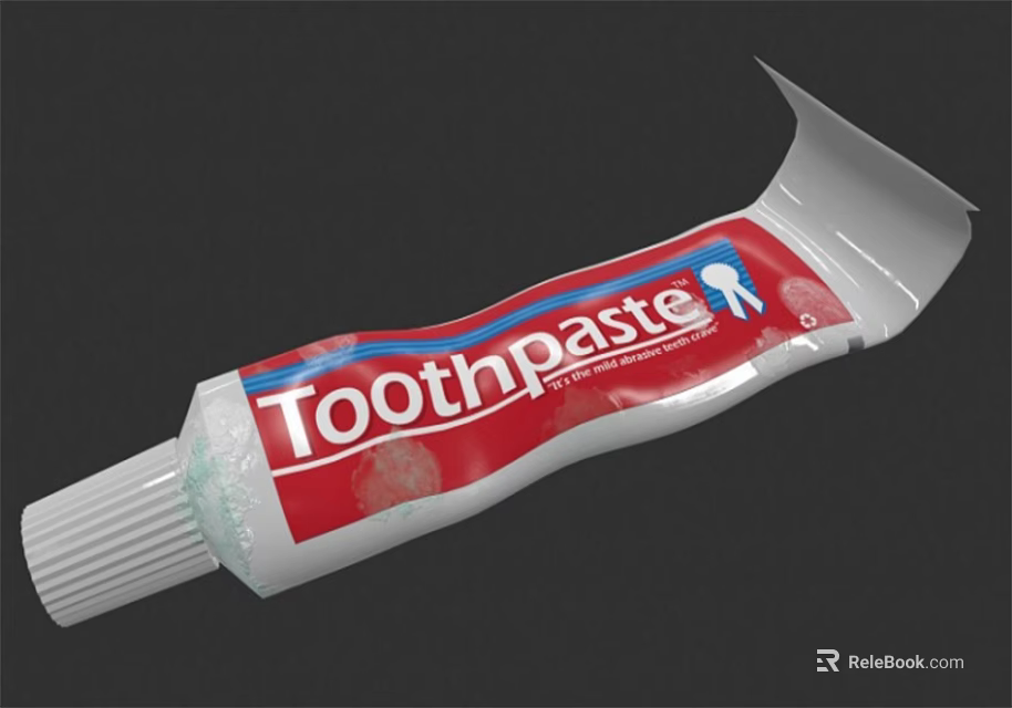 Daily Use Toothpaste in Red and White Tube with Blue Accent Design for Oral Care 3d model 