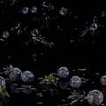 Refreshing Purple Fruit Infused Drink in Mason Jar with Blueberries Figs Lime Thyme and Ice