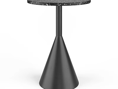 Modern Side Table With Black Marble Top And Conical Metal Base Design 3d model