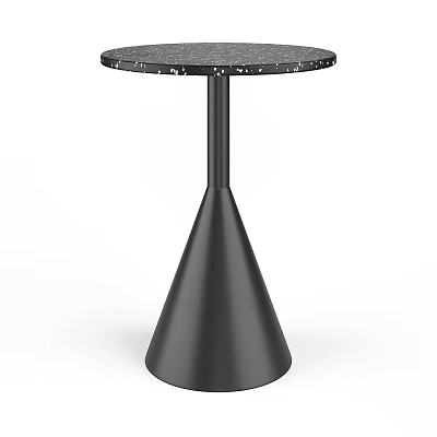 Modern Side Table With Black Marble Top And Conical Metal Base Design 3d model
