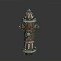 Detailed Brown Fire Hydrant With White Stripes And Rustic Metal Design