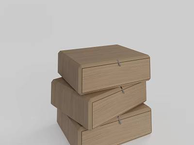 Minimalist Wooden Bedside Table With Stacked Drawers And Simple Modern Design 3d model