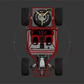 Off Road Dune Buggy With Red Tubular Frame Two Black Seats And Large Tires