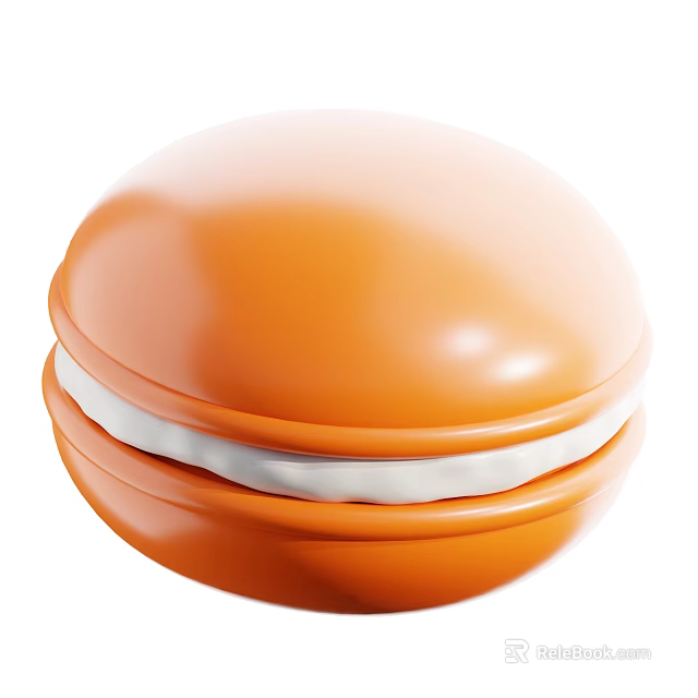 Delicious Orange Macaron With Sweet White Cream Filling And Smooth Surface 3d model 