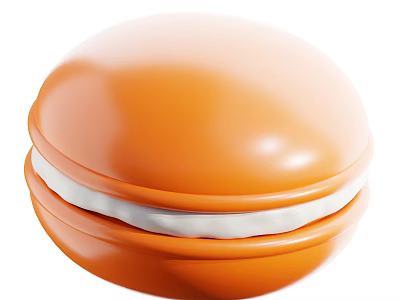 Delicious Orange Macaron With Sweet White Cream Filling And Smooth Surface 3d model