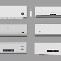 White Wall Mounted Air Conditioner Fans With Digital Display And Control Panels