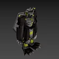 Game Movie Character With Black And Yellow Armored Mechanical Design In Starry Space