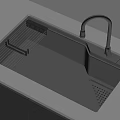Modern Kitchen Black Sink Design With Drainer Rack Faucet White Countertop And Cabinets
