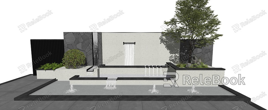 flowing water view wall model