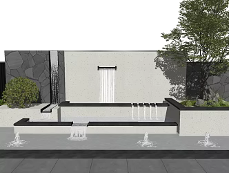 flowing water view wall 3d model