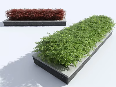 Road Landscaping Facilities Featuring Rectangular Planters With Green And Red Plants 3d model