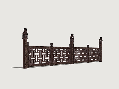 Commercial Railing Handrail Wooden Fence Shop Railing 3d model