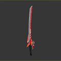 Red And White Decorative Sword With Modern Design And Ornamental Details