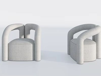 Modern Light Gray Fabric Single Sofa With Curved Armrests And Minimalist Design 3d model