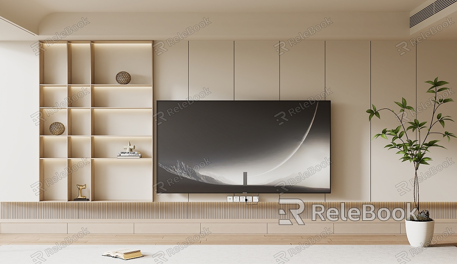 Modern TV Background Wall Cream Style TV Background Wall TV Cabinet TV model