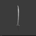 Long Metal Sword With Wooden Hilt And Classic Design On Dark Background