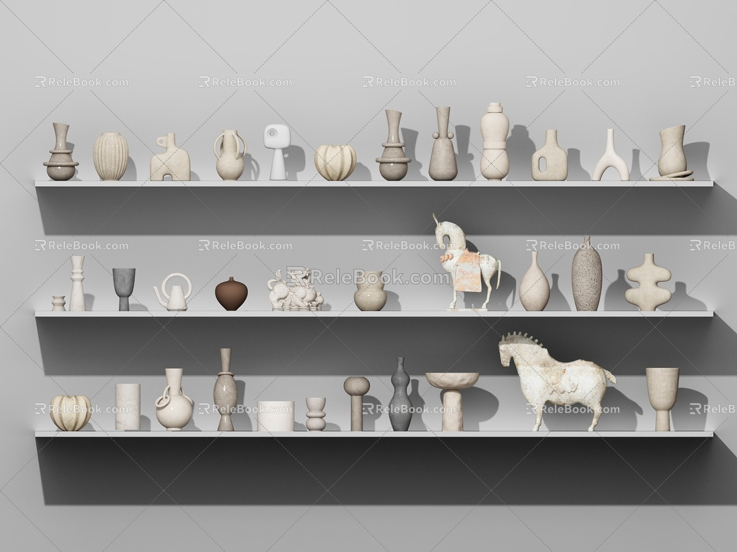 Pottery Ceramics Porcelain Cultural Relics Museum Exhibits Kiln Antiquities Historical Relics 3d model