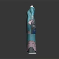 Elegant Teal Robe With Colorful Artistic Patterns And Traditional Design Elements