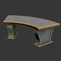 Elegant Arched Table With Gray Top Golden Edge And Decorative Legs