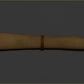 Rolled Brown Leather Scroll With Leather Strap On Gray Background