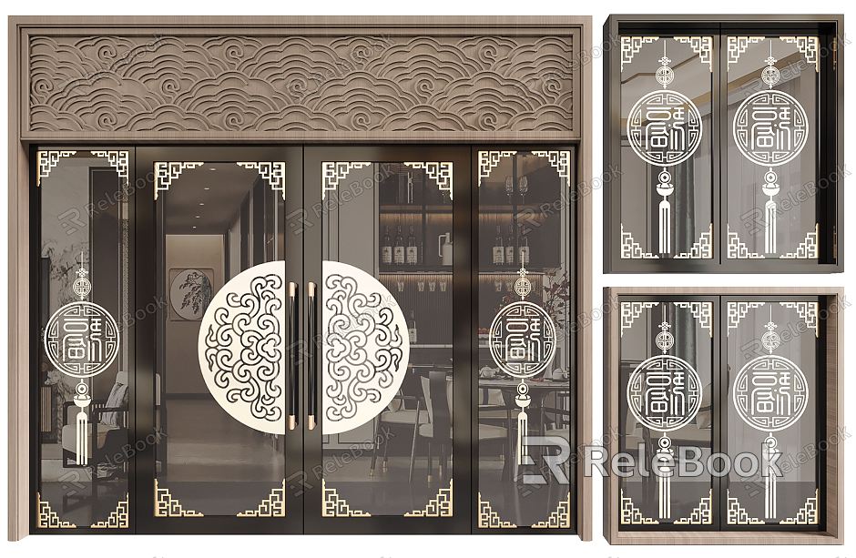 New Chinese style door door window combination model