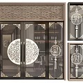 New Chinese style door door window combination 3d model